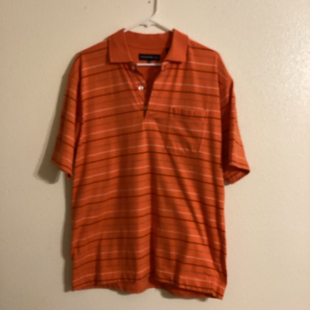 Siegfried & Co Men’s Orange Striped Polo Shirt Size Medium